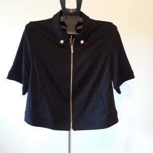 Michel Studio Black Cropped Short Sleeve Jacket Size 16